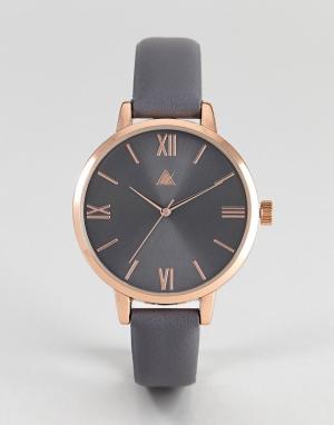 Розово-золотистые часы с темно-серым ремешком ASOS DESIGN. Цвет: медный