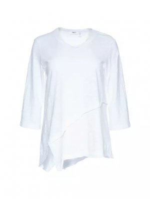 Рубашка с перекрещенным краем и рукавами три четверти , белый Wilt