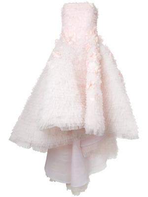 Бальное платье без бретелей Mikael D.. Цвет: розовый и фиолетовый