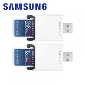PRO Plus Полноразмерная карта SD + USB-устройство чтения, UHS-I, U3 V30, чтение 160 МБ/с, запись 120 МБ/с Samsung