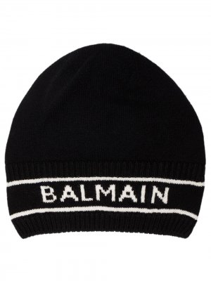 Шапка бини с логотипом Balmain. Цвет: черный