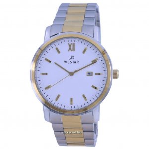 Двухцветные кварцевые мужские часы из нержавеющей стали с белым циферблатом 50245 CBN 101 Westar