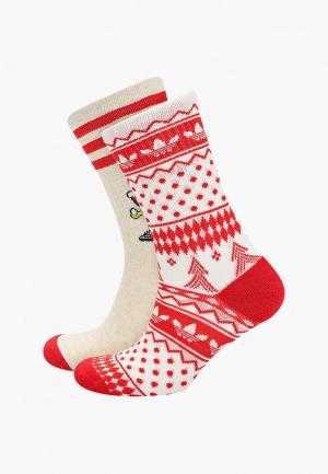 Носки 2 пары adidas Originals. Цвет: разноцветный