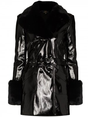 Двубортное пальто Edie с поясом De La Vali. Цвет: черный