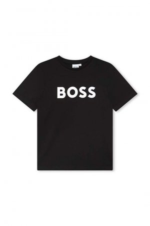 Boss Детская хлопковая футболка, черный
