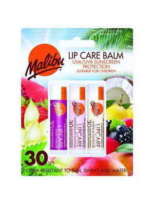 Бальзам для губ Malibu Ягоды/Арбуз/Ваниль SPF 30. Цвет: фиолетовый, бежевый, розовый
