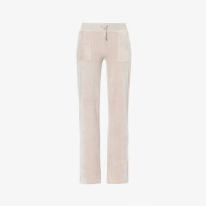 Велюровые брюки прямого кроя со средней посадкой Del Ray , цвет string Juicy Couture