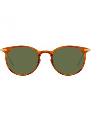 Солнцезащитные очки в овальной оправе Linda Farrow. Цвет: коричневый
