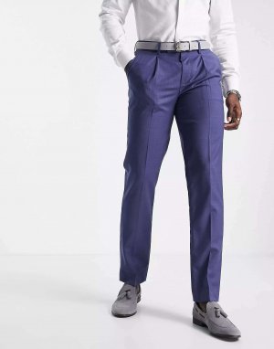 Узкие костюмные брюки синего цвета из меланжевой шерсти мериноса Noak