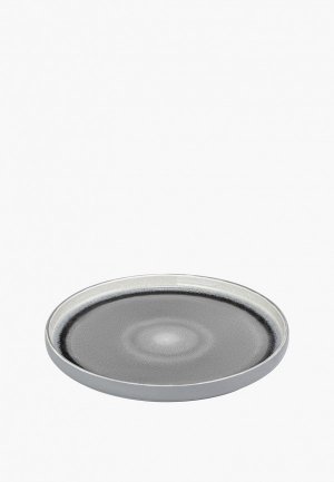 Тарелка Elan Gallery 25,5х25,5х2,5 см, Серый меланж, с бортиком. Цвет: серый