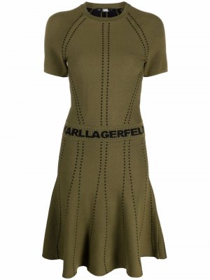 Платье с короткими рукавами и логотипом Karl Lagerfeld. Цвет: зеленый