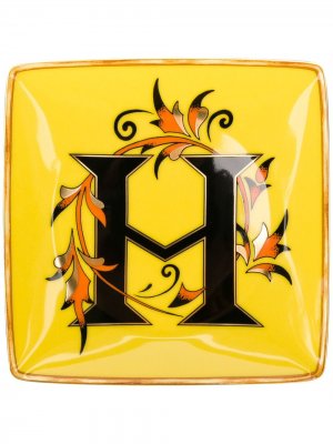 Тарелка Holiday Alphabet с принтом H Versace. Цвет: желтый