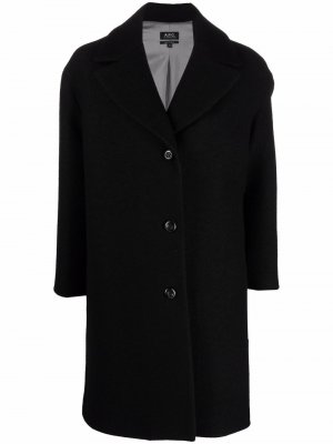 Однобортное пальто с широким воротником A.P.C.. Цвет: черный