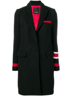 Приталенное пальто дизайна колор-блок Pinko. Цвет: черный
