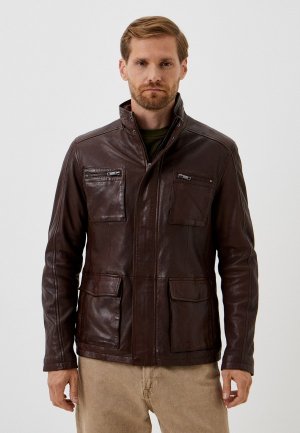 Куртка кожаная Urban Fashion for Men. Цвет: коричневый