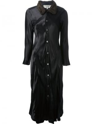 Длинное платье-пальто с меховым воротником Comme Des Garçons Vintage. Цвет: чёрный