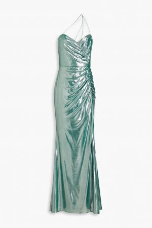 Платье из эластичного джерси со сборками и покрытием , серо-зеленый Marchesa Notte