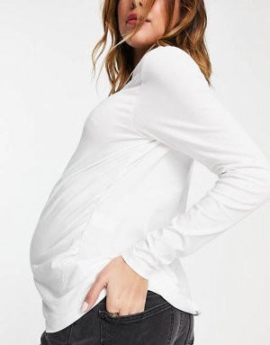 Белая хлопковая футболка узкого кроя с длинными рукавами ASOS DESIGN Maternity -