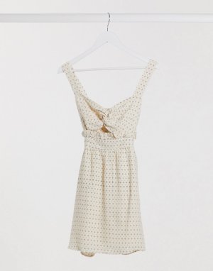 Короткое приталенное платье с вырезом и завязкой сзади -Белый Gilli