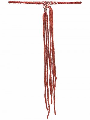 Плетеный ремень с бахромой Emporio Sirenuse. Цвет: оранжевый
