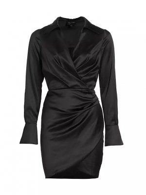 Атласное платье-рубашка Dreamer со сборками , черный Line & Dot