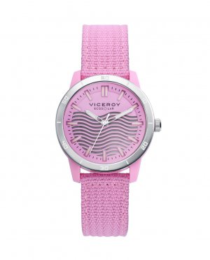 Женские часы Ecosolar с корпусом из переработанного пластика и розовым нейлоновым ремешком , розовый Viceroy