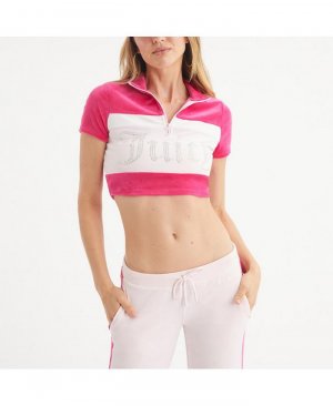 Женская футболка с цветными блоками и воротником-стойкой на молнии, розовый Juicy Couture