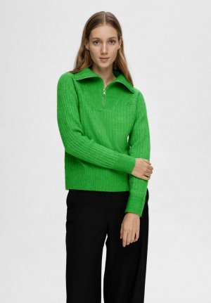 Вязаный свитер HALF-ZIP , цвет classic green Selected Femme