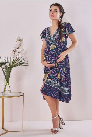 Миди с цветочным принтом для беременных Темно-синий принт, Goddiva