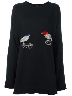 Платье с вышивкой птиц Bernhard Willhelm. Цвет: чёрный
