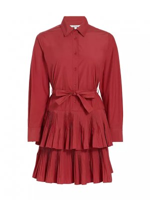 Мини-платье Sterling со складками и длинными рукавами , цвет rhubarb Derek Lam 10 Crosby