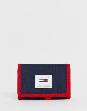Темно-синий бумажник с красным кантом Tommy Jeans. Цвет: темно-синий