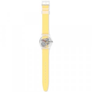 Наручные часы SWATCH CLEARLY YELLOW STRIPED GE291, желтый. Цвет: желтый