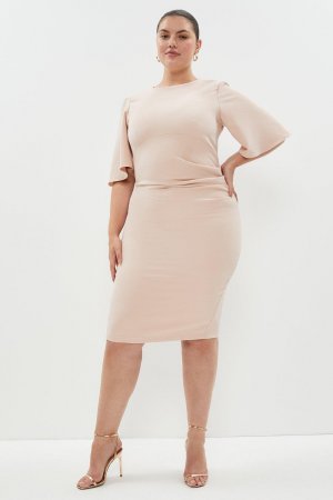 Платье из крепа больших размеров с расклешенными рукавами , розовый Coast