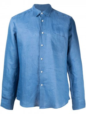 Рубашка с закругленным подолом и нагрудным карманом PENINSULA SWIMWEAR. Цвет: синий