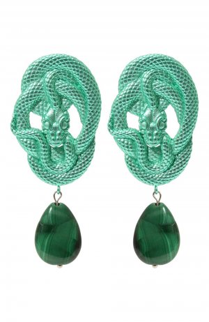 Серьги Serpent Caviar jewellery. Цвет: зелёный