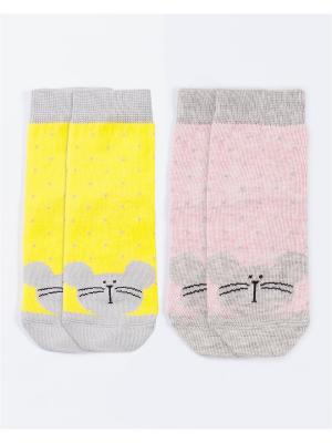 Носки, 2 пары Mark Formelle. Цвет: желтый, розовый, серый