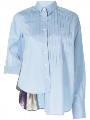 Рубашка асимметричного кроя с плиссировкой Kolor. Цвет: синий
