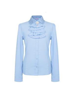 Блузка для девочки с длинным рукавом 7 одежек. Цвет: голубой