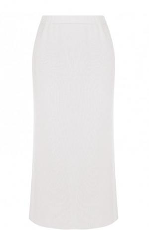 Однотонная юбка-миди из смеси шелка и кашемира Tse. Цвет: светло-серый