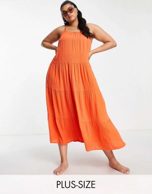 Пляжное платье макси Plus ярко-оранжевого цвета Influence