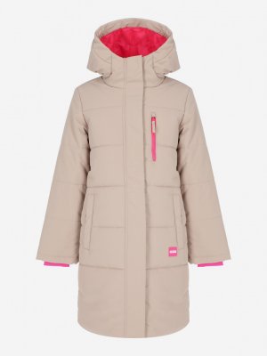 Пальто утепленное для девочек , Бежевый Termit. Цвет: бежевый