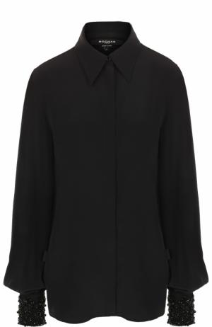 Шелковая блуза с декорированными манжетами Rochas. Цвет: черный