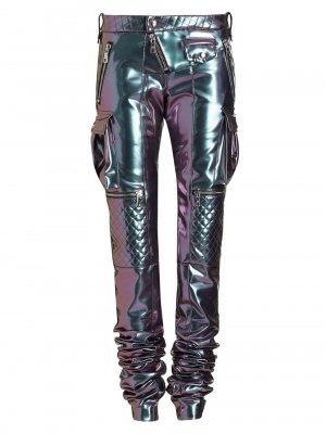Переливающиеся байкерские узкие брюки , фиолетовый LaQuan Smith