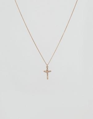 Золотистое ожерелье с подвеской-крестиком -Золотой Chained & Able