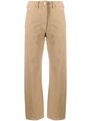 Укороченные брюки с завышенной талией Lemaire. Цвет: коричневый