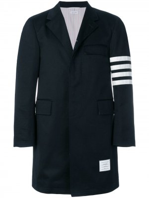 Однобортное пальто Thom Browne. Цвет: синий