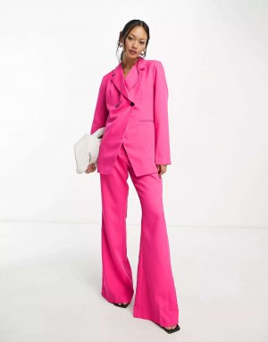 Широкие расклешенные брюки Vila ярко-розового цвета. Цвет: розовый