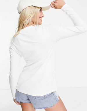 Белая хлопковая футболка узкого кроя с длинными рукавами DESIGN Maternity - Asos