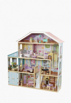 Дом для куклы KidKraft Роскошь, с мебелью 34 предмета в наборе и гаражом, кукол 30 см. Цвет: разноцветный